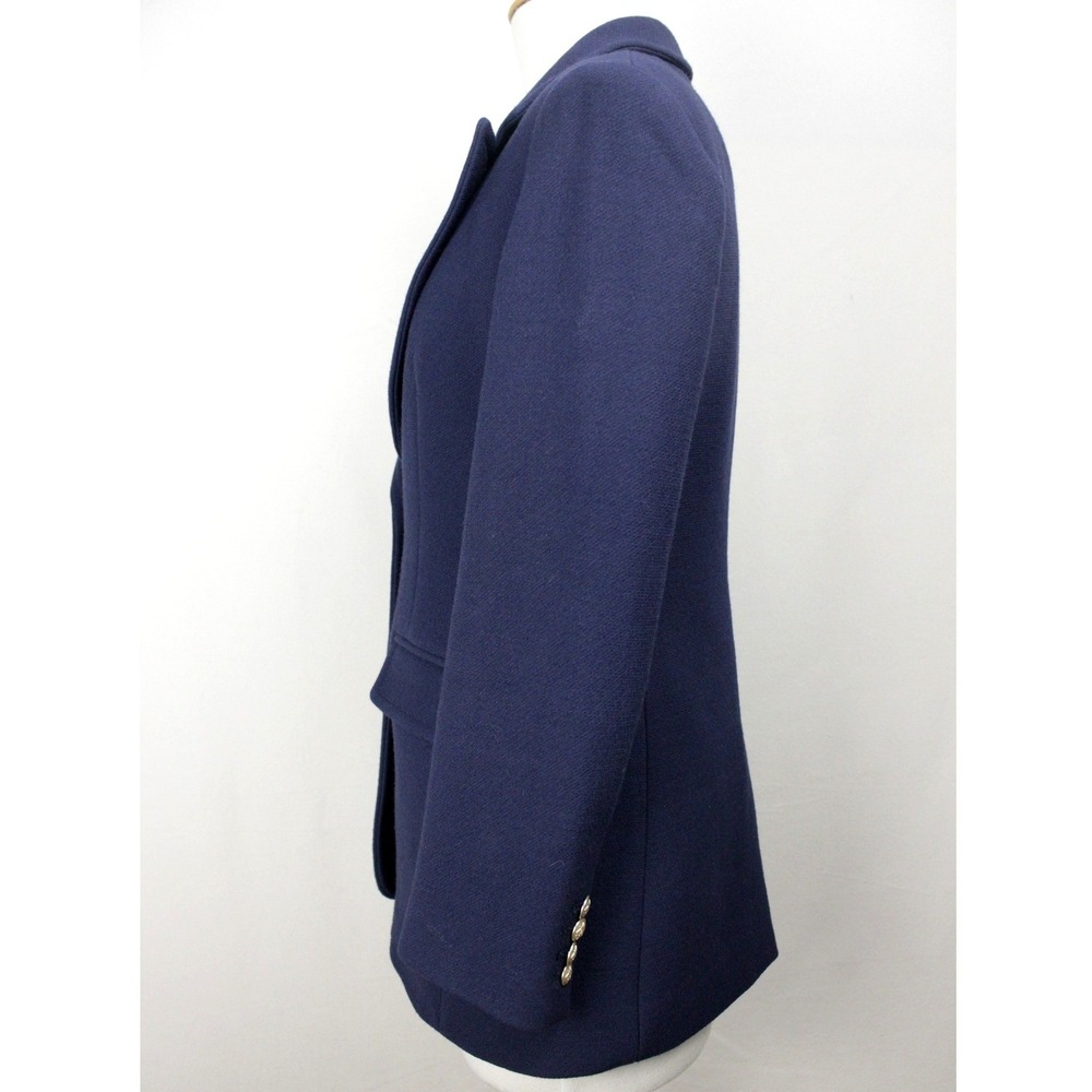J.Crew Italian Double Cloth Wool Blazer Navy Gold Crest Buttons BV087 Sz 0 - Picture 3 of 13